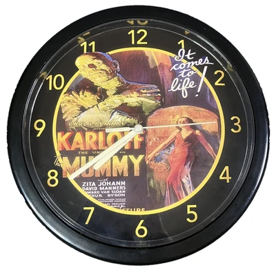 Настенные часы The Mummy фильм ужасов Борис Карлофф классические винтажные ретро 10 дюймов протестированы - Изображение 1 из 3