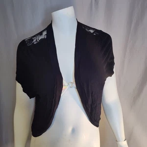 Deb 2XL schwarz Rose Spitze Achselzucken Y2K USA elegant formell Büro transparenter Rücken MÄNGEL - Bild 1 von 4