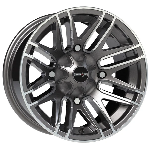Vision ATV/Golf Assault 112 12x8 4x156 -10.2mm Gunmetal Machined Face Wheel - Image 1 of 1