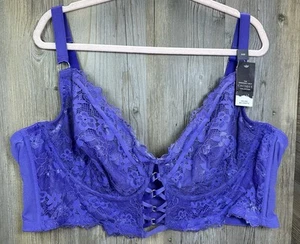 Cacique Purple Bra Lingerie 50D Longline French Balconette Lace Underwire Boned - Picture 1 of 12