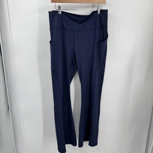 Fabletics Pants Womens 1X 2XL Navy PureLuxe Flare Yoga High Rise Pockets Stretch - Picture 1 of 8