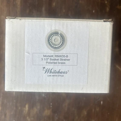 NIB Whitehaus RNW35B- Upscale Polished Brass 3 1/2" Sink Basket Strainer 3.5" Foto 1 de 4