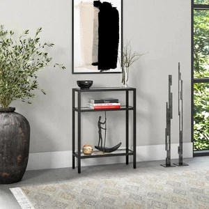 Sivil 22 in. Blackened Bronze Rectangle Glass Console Table - Picture 1 of 9