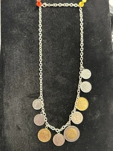 Collar de plata moneda gruesa lira italiana 925 vintage Milor Italia 20" - Imagen 1 de 5