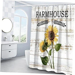 Shower Curtain Farmhouse Country Daisy Shower Curtain Rustic Barn Sunflower - Picture 1 of 7