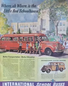 International Harvester Schulbusse Vintage 1940 Auto Werbung, Holzwagen - Bild 1 von 1