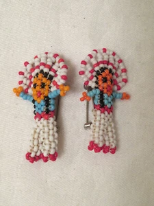 Vintage Native American Chief Figure Pinback Pins - Picture 1 of 2