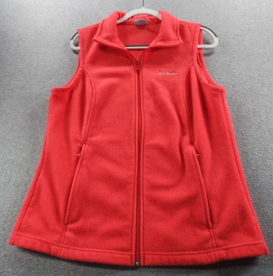 Columbia Hombres Suéter Chaleco Naranja Talla L Vellón Cremallera Completa Sin Mangas Logo Exterior Foto 1 de 4