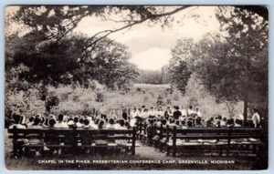 1950-60 CAMPAMENTO DE VERANO PRESBITERIANO CAPILLA DE LOS PINOS GREENVILLE MI POSTAL - Imagen 1 de 2
