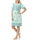 100% Cotton Casual Women's Nightdress Nightgown With Short Sleeve 