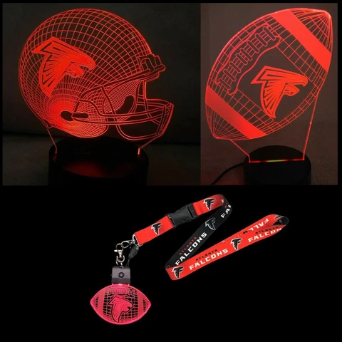 Atlanta Falcons  3D Football, Helmet, Lanyard & Key Chain Combo Illusion Lights Cover
