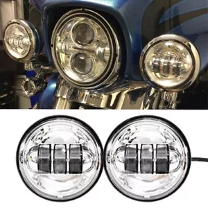 Motorcycle 4.5" LED Headlight Auxiliary Passing Lights Lamps For Harley Chrome - Picture 1 of 10