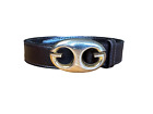 A Vintage Gucci Chocolate Brown Gold G Buckle Belt