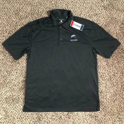 NUEVO Polo Clique Iron Horse Golf Hombres Talla 2XL Gris S/S Texas Railroad Course Foto 1 de 4