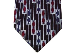 Geoffrey Been Men's Silk Neck Tie Red/Blue Diamonds 3 7/8" x 58" - Picture 1 of 2
