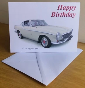 Volvo P1800S 1963 - 5x7in Happy Birthday, Anniversary, Retirement or Plain Card - Picture 1 of 8