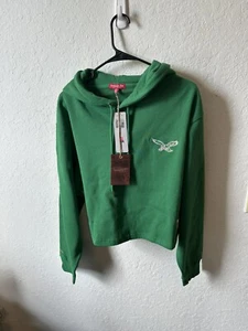 Philadelphia Eagles Sweatshirt Hoodie Women's XL Crop Mitchell & Ness NWT - Picture 1 of 5