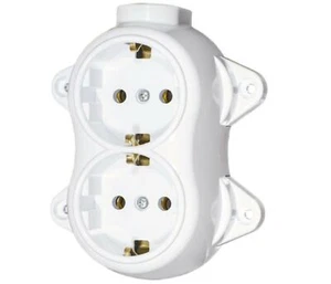 Presa 2 scomparti retrò vintage da incasso Schuko bianca IP 20 prodotta in EU - Foto 1 di 1