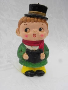 Large Vintage Unused Boy Christmas Caroler Candle, Unmarked #1 - Picture 1 of 11