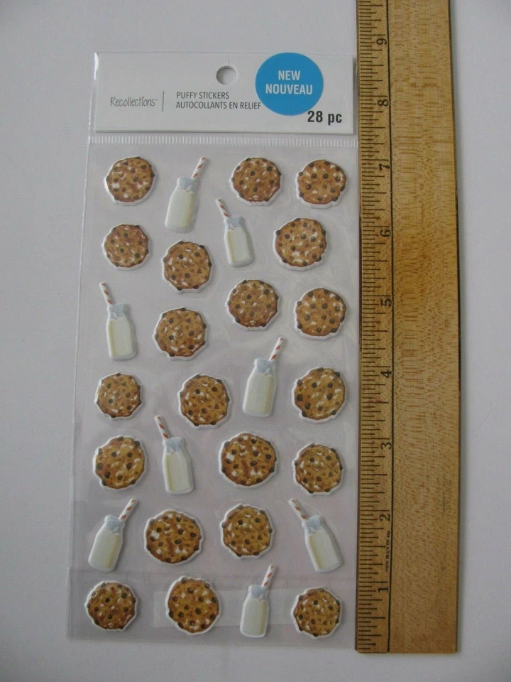 Recollections COOKIES & MILK Dimensional Stickers 28 Pieces NIP  - Image 1 of 1