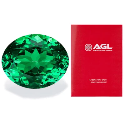 Lab Grown Columbia Emerald Oval Cut Skillfully Hand Cut with AGL Certificate - Image 1 of 4