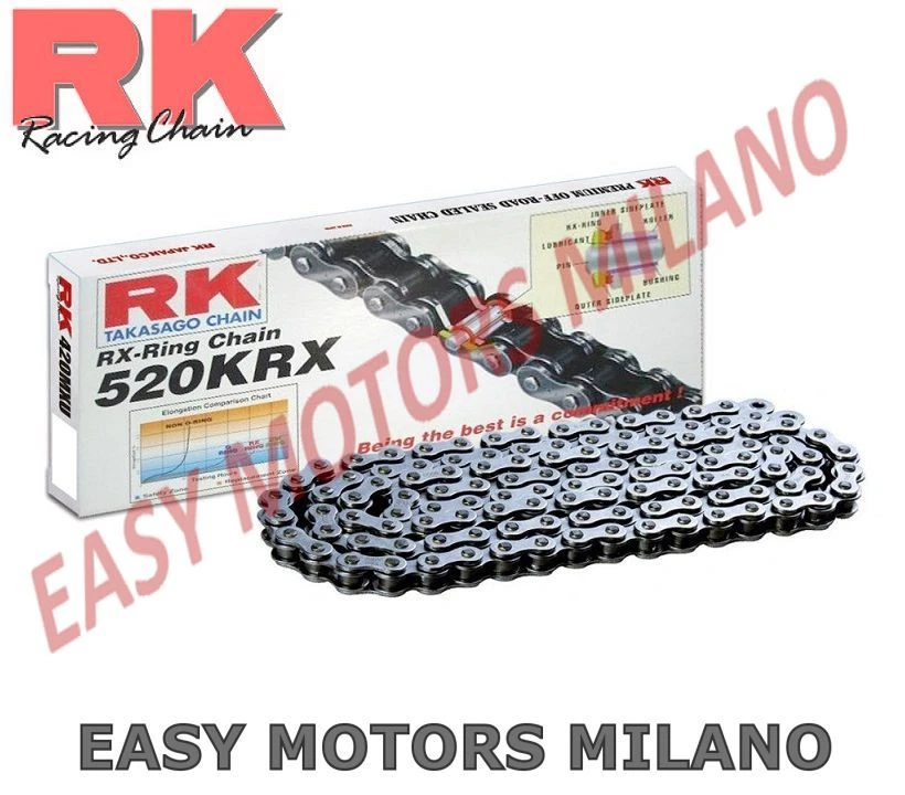 RK CATENA TRASMISSIONE 520KRX ARGENTO 120 MAGLIE CL BMW S RR 1000 - Immagine 1 di 1
