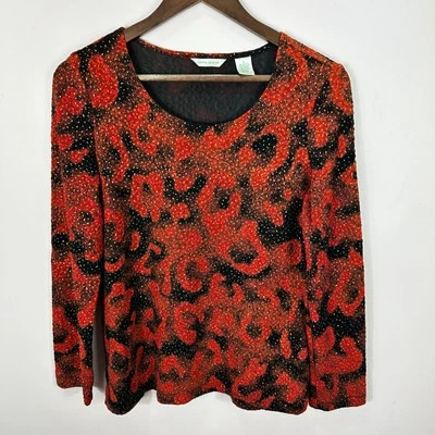 Laura Ashley Top S Красный Черный Металлик Животный Принт Y2K Готический Гламурный Инди Sleaze - Изображение 1 из 4