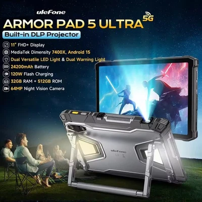 Ulefone Armor Pad 5 Ultra 5G Rugged Tablet PC Projector 24200mAh 120W 12GB+512GB - Image 1 of 4