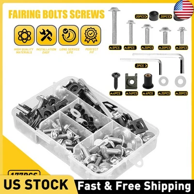 Kit completo de parafusos de parafuso de carenagem para Kawasaki Ninja ZX6R 7R ZX9R ZX12R prata EA - Imagem 1 de 4