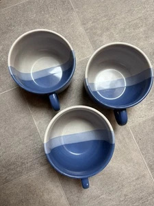 3 große Cappuccino Tassen XXL Maße ca. 11x8cm, Weiß Blau - Bild 1 von 2