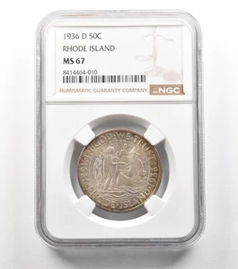 1936-D Rhode Island Commemorative Half Dollar MS67 NGC *5313 - Picture 1 of 3