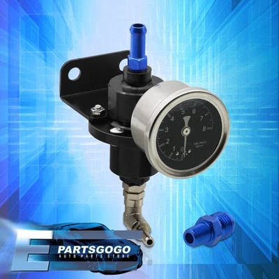 Adjustable Black Heavy Duty Fuel Pressure Regulator Boost+Water Filled Gauge Psi Foto 1 de 3