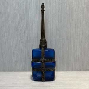 Handmade Moroccan Perfume Bottle Blue Glass vintage collectable antique decor - Picture 1 of 11