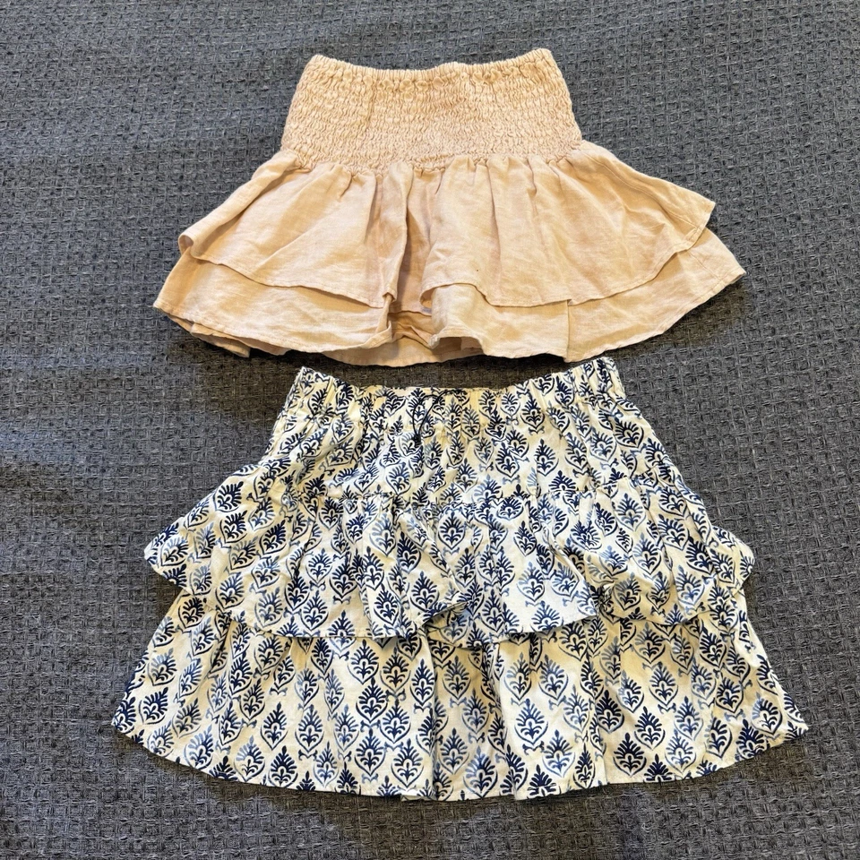 NUEVO SIN ETIQUETAS Lote de 2 Falda Zara Niñas Talla 10 Volantes Mini Boho Azul y Rosa Rubor Foto 1 de 4