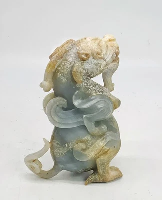 Perro Foo Jade Tallado Estilo Han Chino De Colección Mitelógico Foto 1 de 4