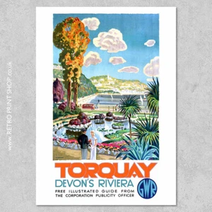 GWR Torquay Poster #2 - Railway Posters, Retro Vintage Travel Poster Prints - Picture 1 of 1