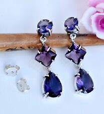 Purple Amethyst 925 Sterling Silver Gemstone Handmade Jewelry Earring Size-1.50"