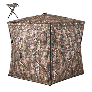 360 Degree See Hunting Blind Side Fully Open Door Hunting Stool for 2-3 Person - Picture 1 of 8