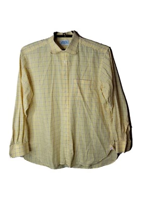 Camisa de vestir Thomas rosa para hombre amarilla a cuadros abotonada talla XL t15 Foto 1 de 4