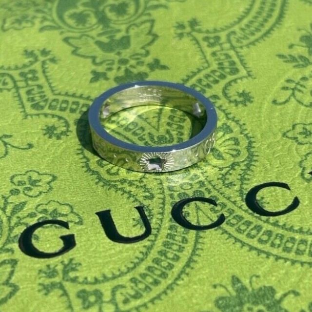Estate Authentic Signed GUCCI Band Sterling Silver Size 8.5 Ring