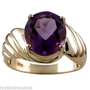 Rylos 14k Yellow Gold Ring Amethyst & Diamond 12X10MM Gemstone February - Picture 1 of 7