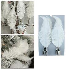 6X Christmas Tree Decoration Clip On 22cm Feather Glittery Baubles Ornament UK 