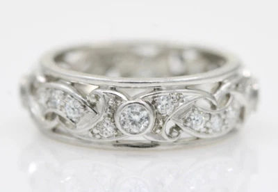 Platinum 0.65 TCW Natural Diamond Eternity Band Ring Size 5.5 - 7.7 Grams - Image 1 of 4