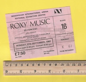 ROXY MUSIC TICKET FROM 1982 TOUR - BRYAN FERRY, BIRMINGHAM NEC - Picture 1 of 2