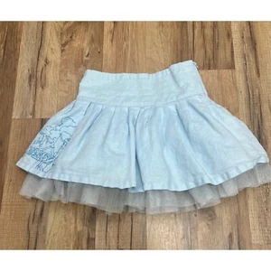 Disney princess skirt shimmering Blue with tutu Sz.4T girls 55% linen/flax - Picture 1 of 8