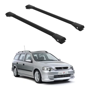 Roof Rack Cross Bars to Opel Astra G Caravan 1998-2004 Black Set 2 Pcs - Picture 1 of 20