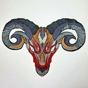 Ram Head Large Handmade Backing Embroidered Patch - Picture 1 of 8