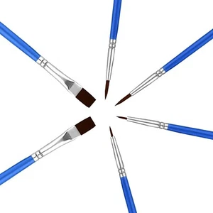Fine Detail Paint Brush Blue 6 pcs Fine Tip Brushes Set Handle Acrylic Oil Paint - Picture 1 of 7