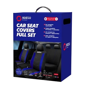 Sparco Cushioned / Padded Front and Rear Car Seat Cover in Blue 9 Piece - Picture 1 of 3
