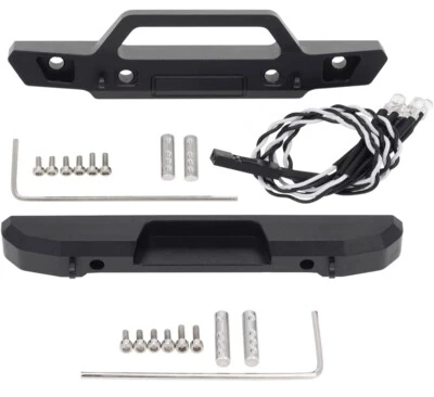 Alloy Machined Front & Rear Bumper Set w/ LED (4) for Axial 1/24 SCX24 - Image 1 of 4